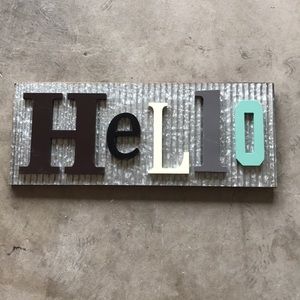 “HELLO” wall decor sign